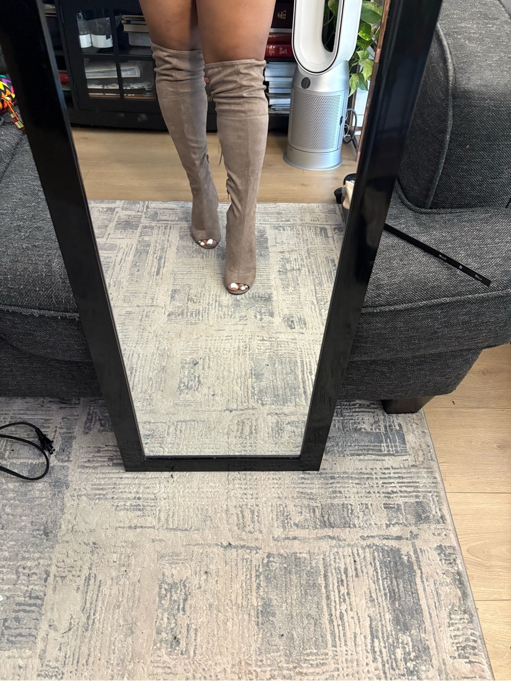 G by Guess Taupe Over-the-Knee Peep-Toe Boots